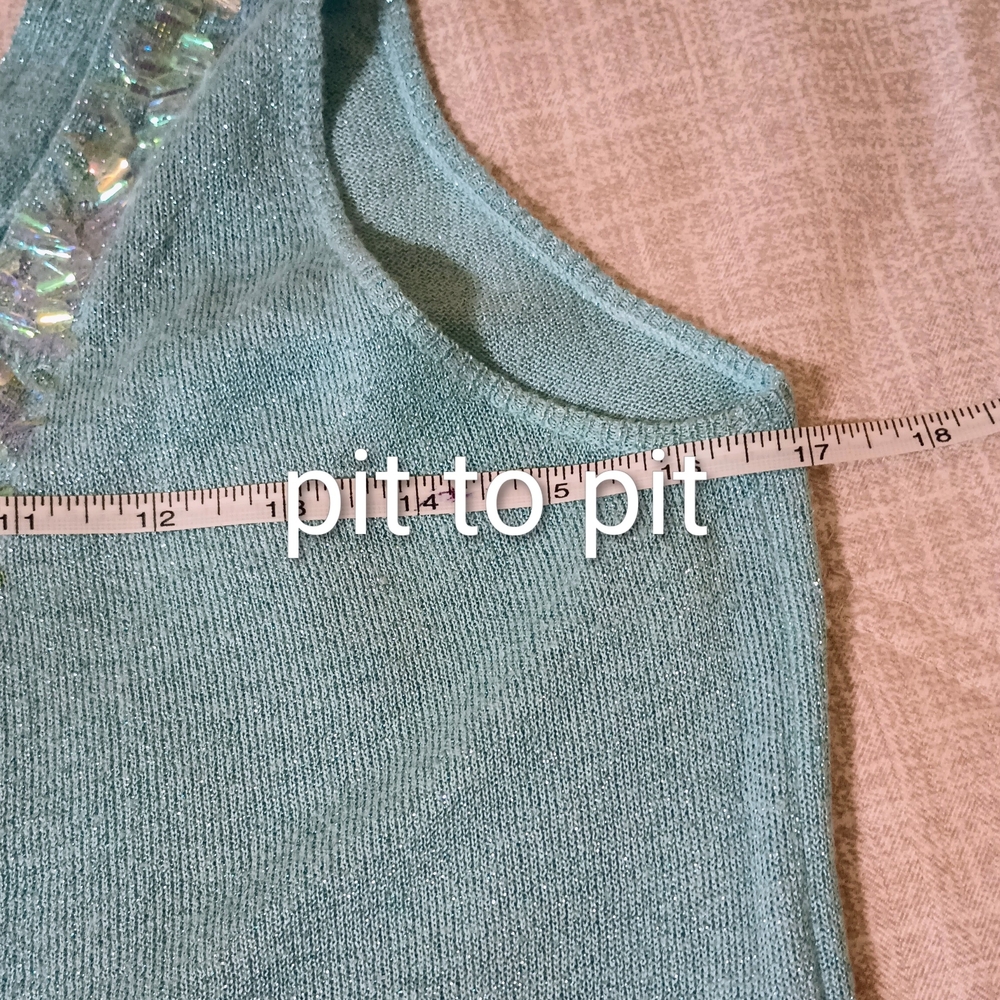 Vintage Necessary Objects Teal Sleeveless Blouse Size L ✨ - Picture 5 of 9